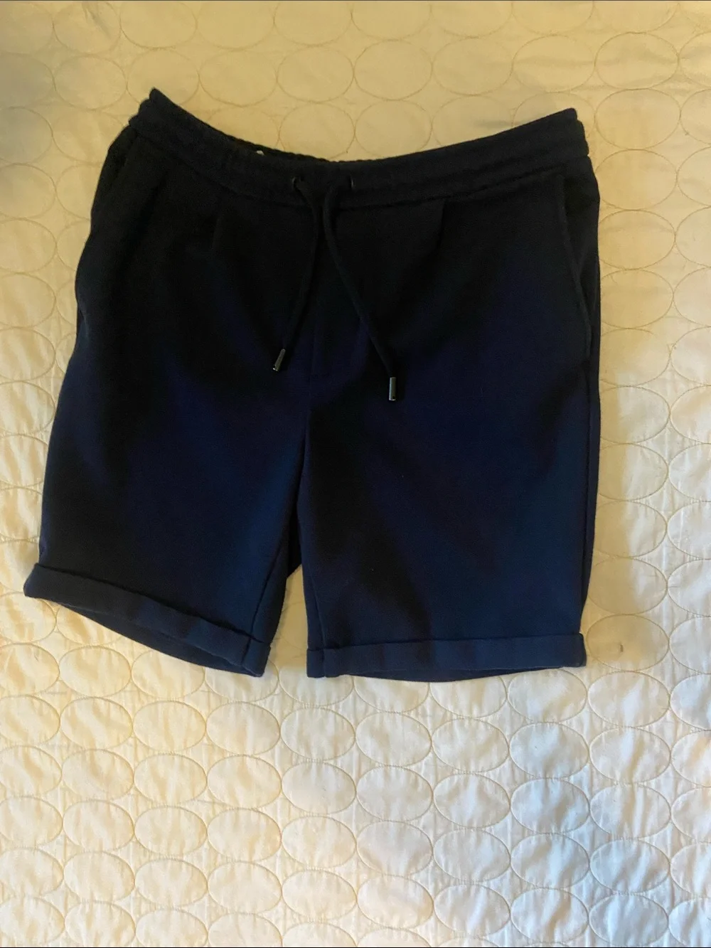 Zara Navy Drawstring Athletic Shorts